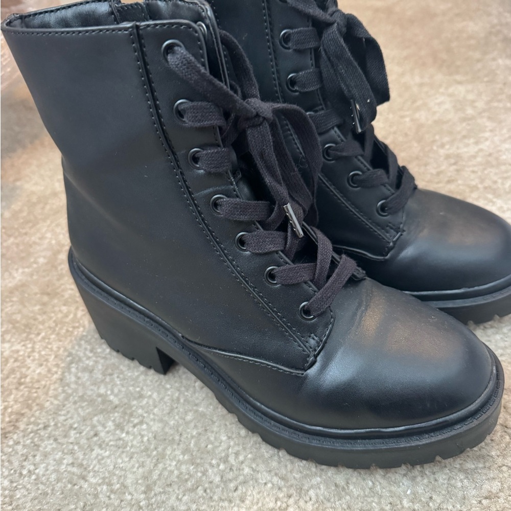 Women's Black Lace-Up Combat Boots